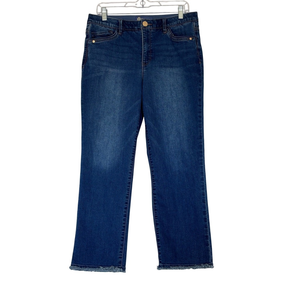 Democracy Absolution Straight Leg Jeans Blue Raw Hem Womens 12